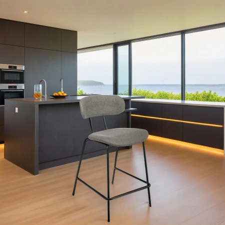 Купить Стул полубарный Ant букле серый по выгодной цене для кафе, ресторанов и кухни