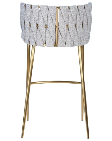 Купить Стул барный DOBRIN EMMA GOLD, белый PU (T-01), белая ткань (F-49) по выгодной цене для кафе, ресторанов и кухни