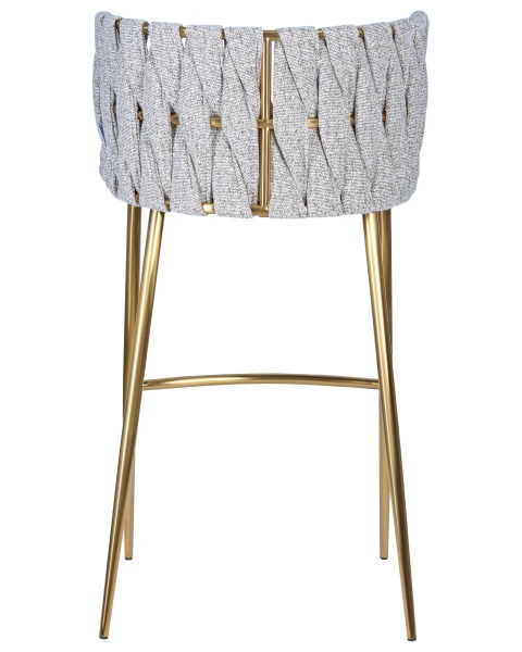 Стул барный DOBRIN EMMA GOLD, белый PU (T-01), белая ткань (F-49) для кафе, ресторанов и кухни