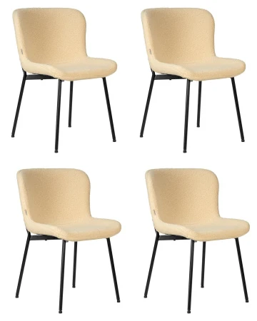 Набор 4 шт Стул обеденный DOBRIN MILO, черные ножки, кремовый букле (UF992-02)