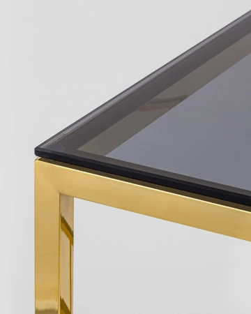 Купить Журнальный столик 55*55 БРУКЛИН стекло smoke сталь золото по низкой цене