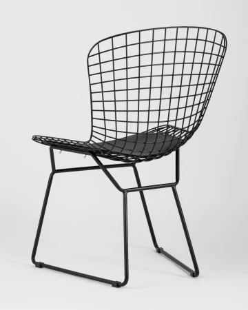 Купить Стул обеденный Bertoia черный с черной подушкой по низкой цене