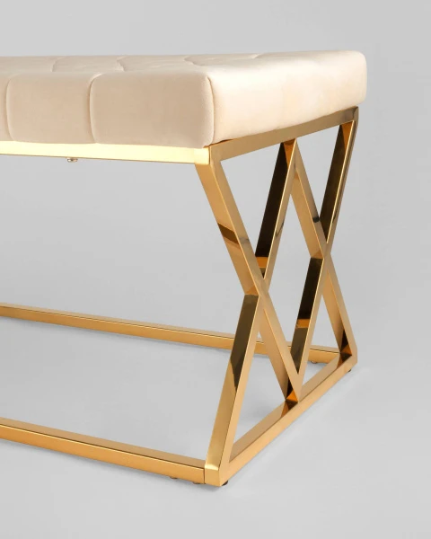 Купить Банкетка ИНСИГНИЯ велюр бежевый сталь золото по низкой цене