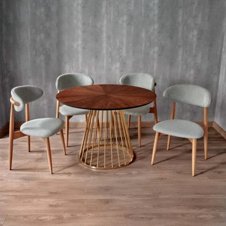 Купить Стул Lucas светло-серый букле с ножками цвета орех по низкой цене