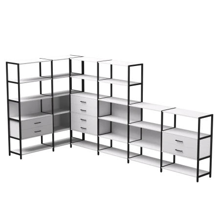 Купить Набор стеллажных систем №18 Everprof EVO (ЭВО) 1635x3630x1840 Белый/Черный по низкой цене