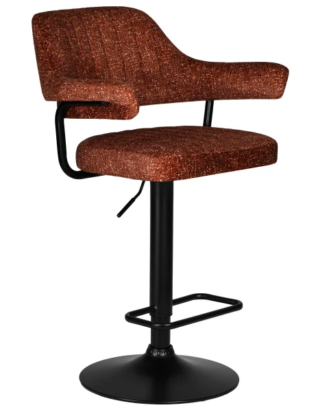 Стул барный DOBRIN CHARLY BLACK, терракотовый твид (LEO56) для кафе, ресторанов и кухни