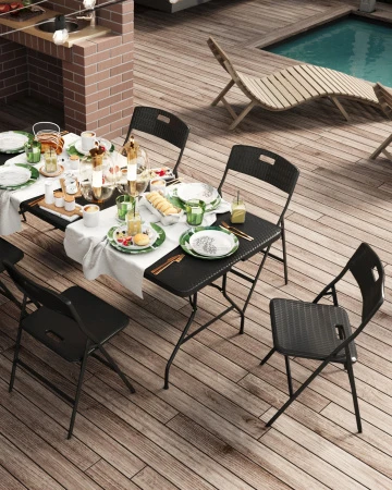 Купить Стол складной чемодан пластиковый Кейт 180 коричневый по низкой цене