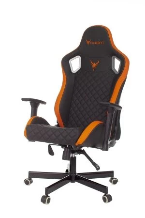 Кресло игровое Knight Outrider черный/оранжевый ромбик эко.кожа с подголов. крестов. металл