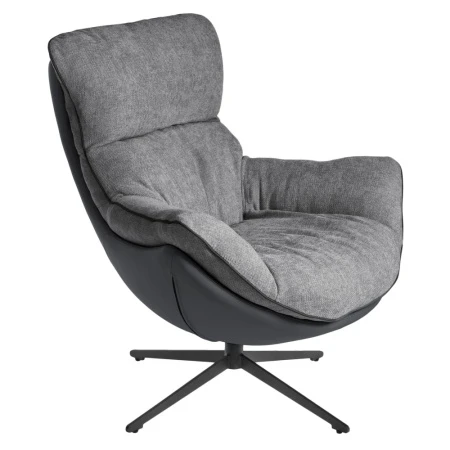 Кресло HUG тёмно-серый, экокожа, шенилл