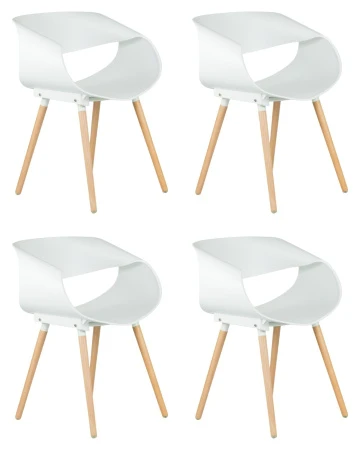 Набор 4 шт Стул обеденный DOBRIN ALIEN, ножки светлый бук, цвет белый (W-02)