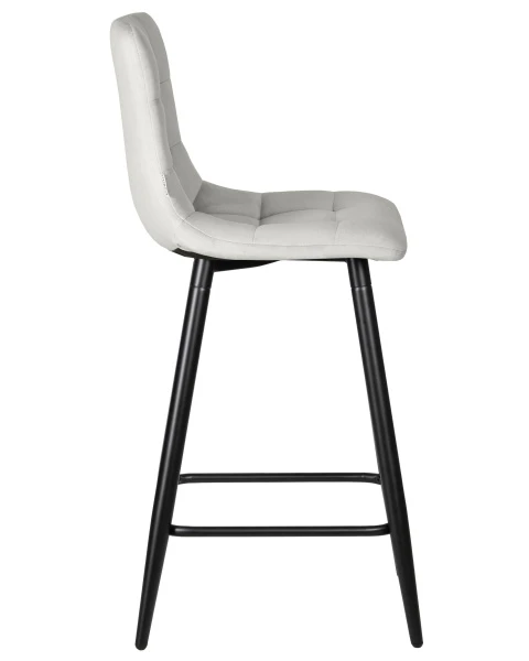 Купить Набор 2 шт Стул полубарный DOBRIN OLIVIA, черные матовые ножки, светло-серый велюр (108-52) по низкой цене