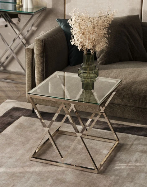 Купить Журнальный стол 55*55 ИНСИГНИЯ серебро по низкой цене