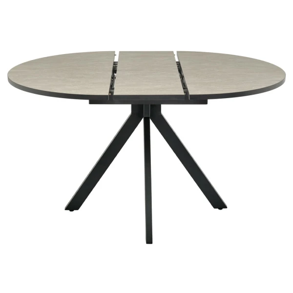 Купить Стол Rudolf круглый раскладной 100-130x100x75см, Бетон слюда, чёрный по низкой цене