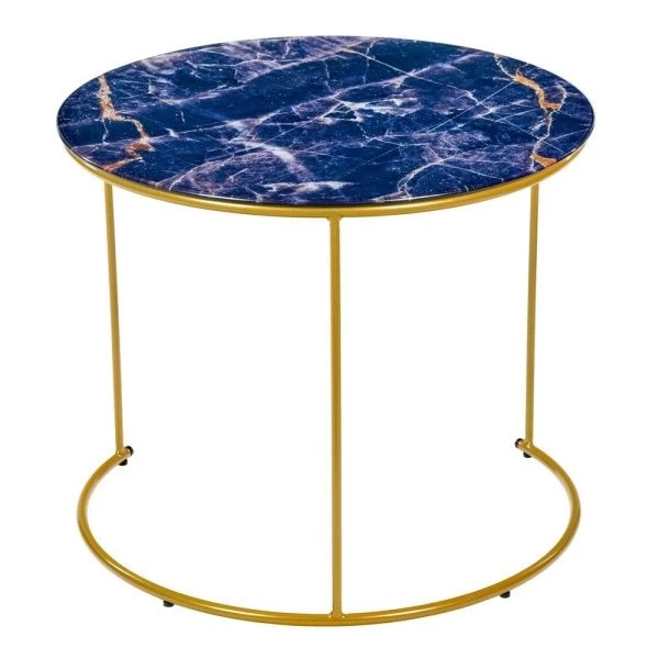 Купить Набор кофейных столиков Tango темно-синий с ножками матовое золото, 2шт по низкой цене