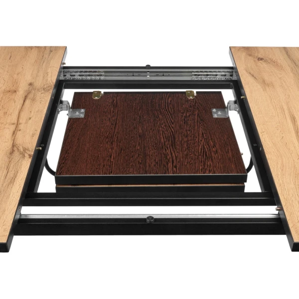 Купить Стол Dublin раскладной 120-160х80х75 Дуб Вотан, чёрные ножки по низкой цене