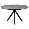 Купить Стол Rudolf круглый раскладной 100-130x100x75см, серый керамогранит, черный по низкой цене