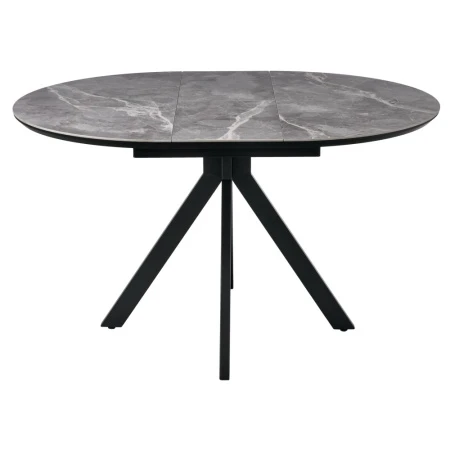 Купить Стол Rudolf круглый раскладной 100-130x100x75см, серый керамогранит, черный по низкой цене