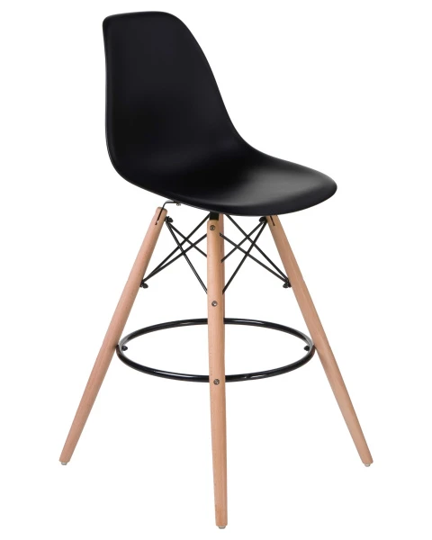 Стул барный DOBRIN DSW BAR, ножки светлый бук, цвет сиденья чёрный (B-03) для кафе, ресторанов и кухни