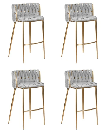 Набор 4 шт Стул барный DOBRIN EMMA GOLD, светло-серый велюр (135-37)