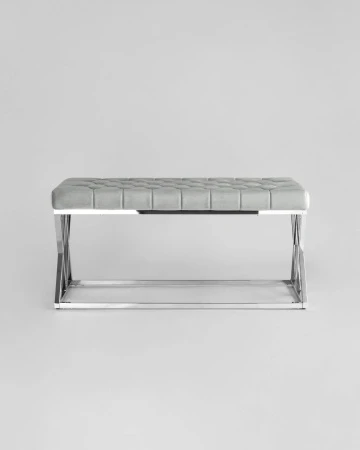 Купить Банкетка ИНСИГНИЯ велюр серый сталь серебро в интернет-магазине КупиКресла.ру