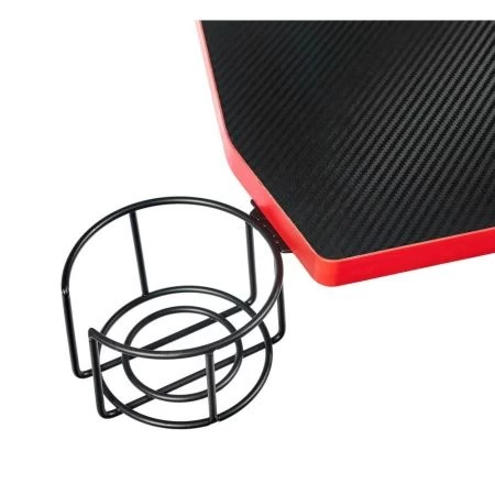 Купить Компьютерный геймерский стол Basic 110х59х75см c полкой для монитора 40х20см, подстаканником, крючком для наушников, карбон чёрный красный по низкой цене