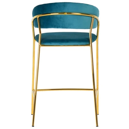 Купить Стул полубарный Turin бирюзовый с золотыми ножками по выгодной цене для кафе, ресторанов и кухни