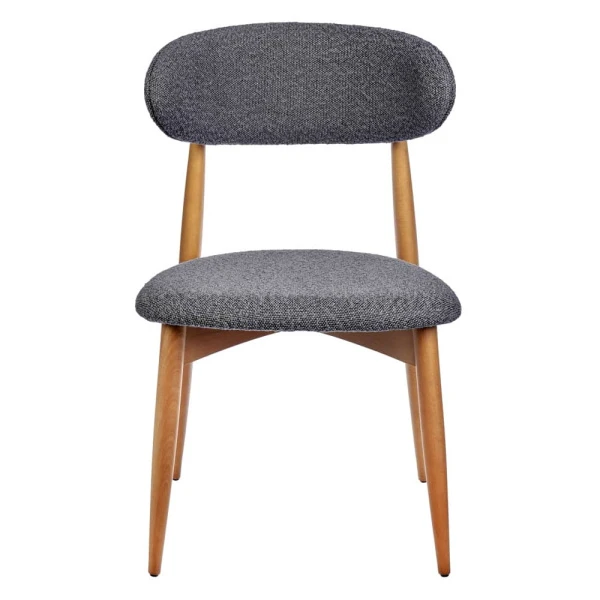 Купить Стул Lucas тёмно-серый букле с ножками цвета орех по низкой цене
