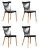 Набор 4 шт Стул обеденный DOBRIN THEO, ножки светлый бук, цвет черный (B-03)
