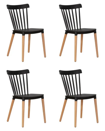 Набор 4 шт Стул обеденный DOBRIN THEO, ножки светлый бук, цвет черный (B-03)