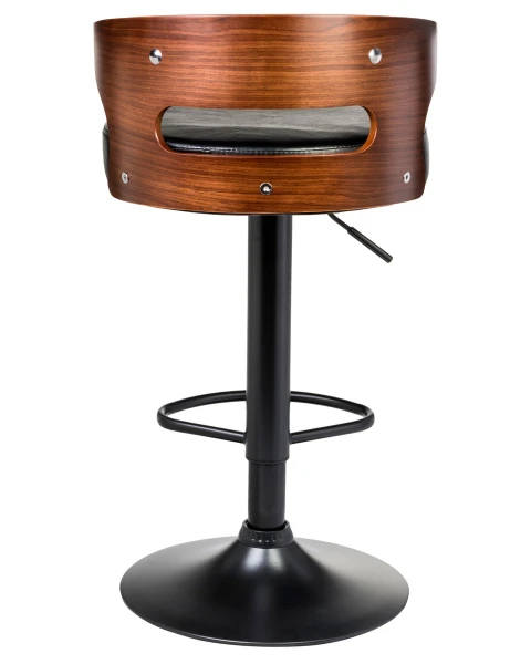 Стул барный DOBRIN FRED BLACK, коричневое дерево, чёрный для кафе, ресторанов и кухни