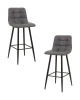 Набор 2 шт Стул барный DOBRIN NICOLE, черные матовые ножки, серая антрацитовая винтажная экокожа (RU-08)