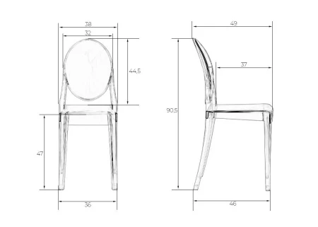 Купить Стул обеденный DOBRIN VICTORIA GHOST, цвет прозрачный по низкой цене
