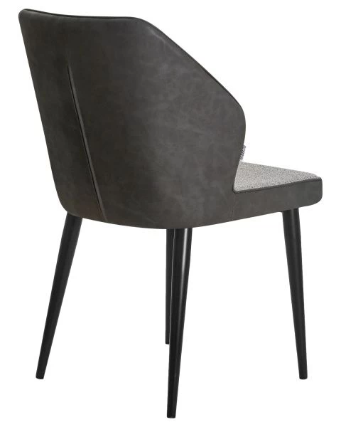 Стул обеденный KEVIN (черные матовые ножки, Сиденье серая ткань FC-09, Спинка антрацит кожзам RU-08)