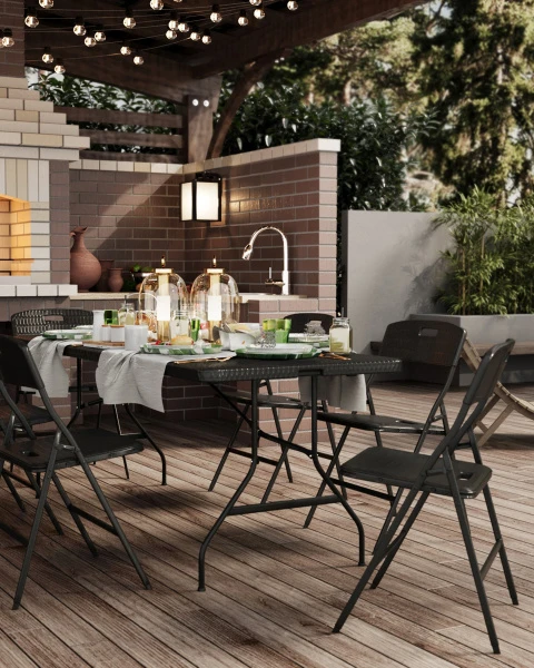 Купить Стол складной чемодан пластиковый Кейт 180 коричневый по низкой цене