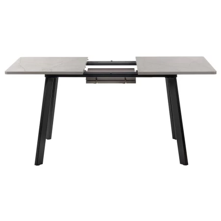 Купить Стол Dublin раскладной 120-160х80х75 серый мрамор с чёрными ножками по низкой цене