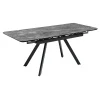 Купить Стол Arthur раскладной 120-184x80x75см, керамогранит серый мрамор Greys Grey, чёрный по низкой цене