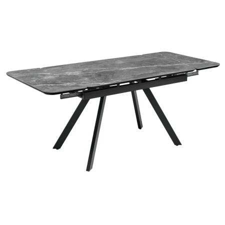 Купить Стол Arthur раскладной 120-184x80x75см, керамогранит серый мрамор Greys Grey, чёрный по низкой цене