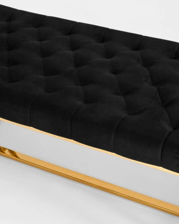 Купить Банкетка-скамейка БРУКЛИН велюр черный сталь золото в интернет-магазине КупиКресла.ру