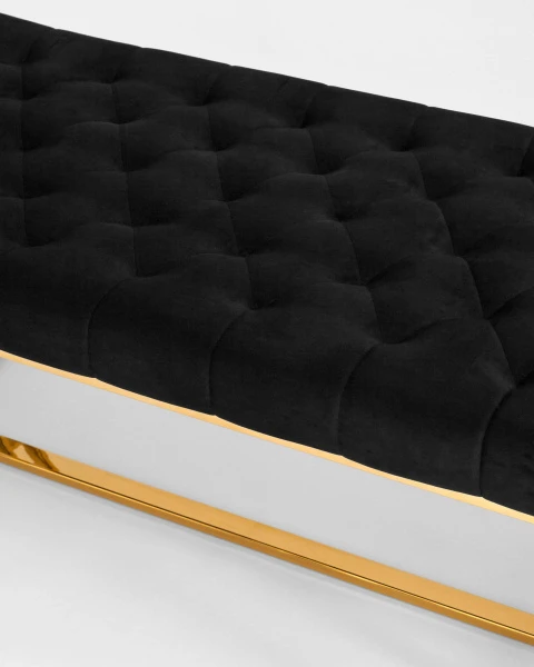 Купить Банкетка-скамейка БРУКЛИН велюр черный сталь золото по низкой цене