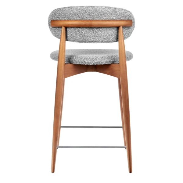 Стул полубарный Lucas светло-серый букле, ножки цвета орех для кафе, ресторанов и кухни