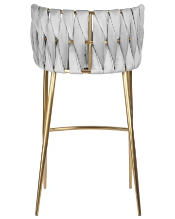 Купить Стул барный DOBRIN EMMA GOLD, светло-серый велюр (135-37) по выгодной цене для кафе, ресторанов и кухни