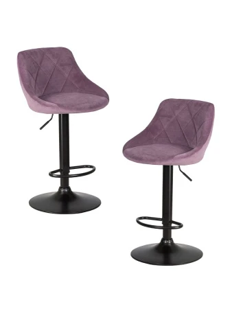 Набор 2 шт Стул барный DOBRIN LOGAN BLACK, пудрово-сиреневый велюр (MJ9-52)