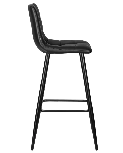 Купить Набор 2 шт Стул барный DOBRIN NICOLE, черные матовые ножки, черная экокожа (P-01) по низкой цене
