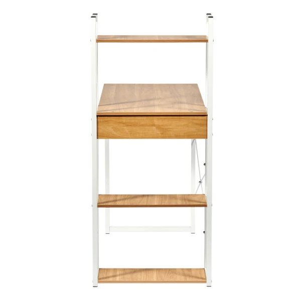 Купить Стол письменный с полками Frame 100x45x110 см, светлое дерево, белый по низкой цене