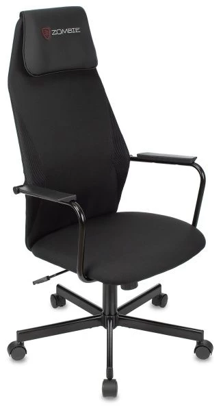 Кресло игровое Zombie ONE черный с подголов. крестов. металл