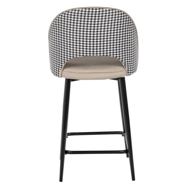 Стул полубарный Leo латте с жаккардом, поворотный механизм для кафе, ресторанов и кухни