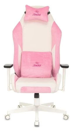 Кресло игровое Zombie EPIC PRO Fabric белый/розовый с подголов. крестов. пластик пластик белый