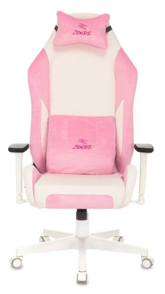 Кресло игровое Zombie EPIC PRO Fabric белый/розовый с подголов. крестов. пластик пластик белый