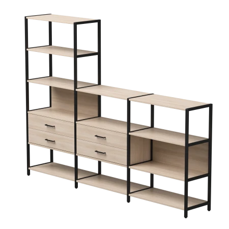 Купить Набор стеллажных систем №11 Everprof EVO (ЭВО) 2440x385x1840 Дуб Соната/Черный по низкой цене