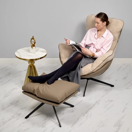 Купить Оттоманка HUG латте, экокожа по низкой цене